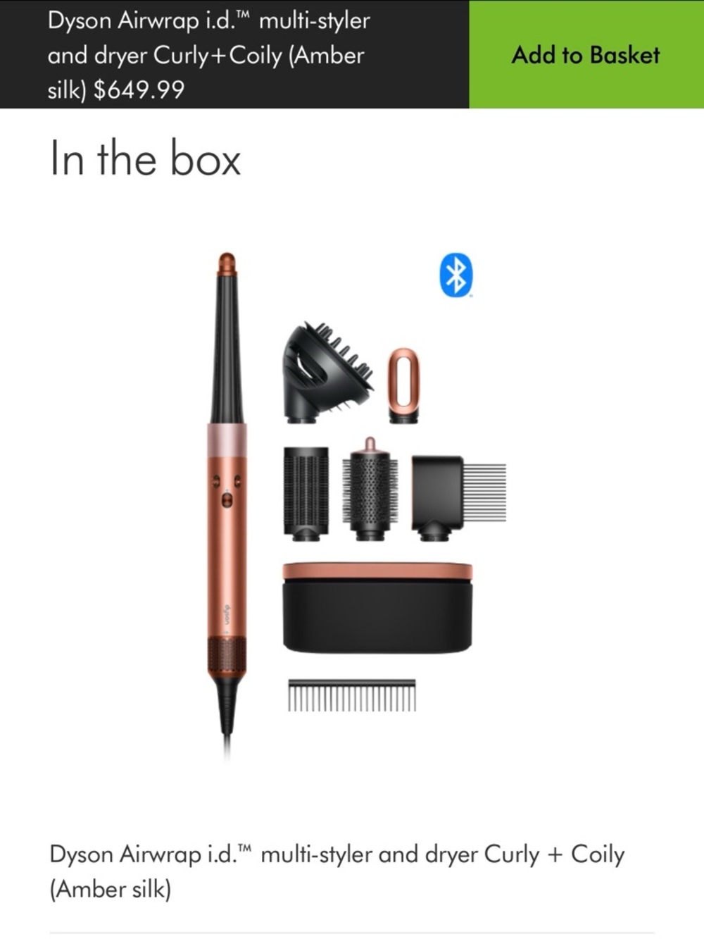 Dyson Airwrap i.d.™ multi-styler and dryer Curly+Coily
(Amber silk) - unopened
